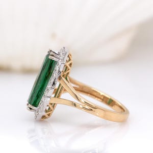 3.3ct Aaa Indicolite Tourmaline Ring W Natural Diamond Halo in 14k Solid Gold