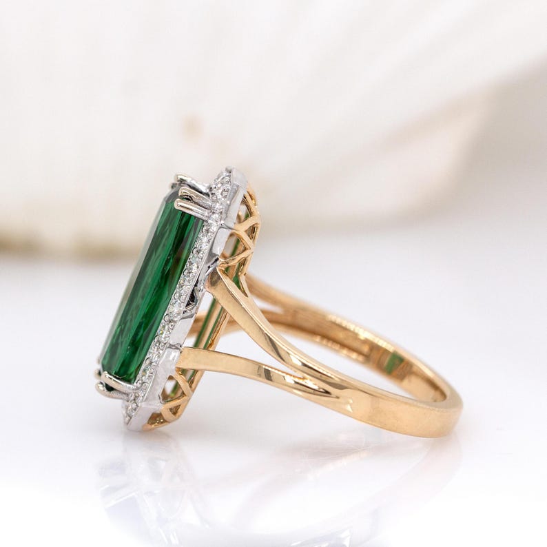 3.3ct Aaa Indicolite Tourmaline Ring W Natural Diamond Halo in 14k Solid Gold