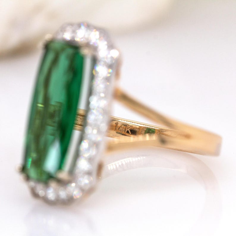 3.3ct Aaa Indicolite Tourmaline Ring W Natural Diamond Halo in 14k Solid Gold