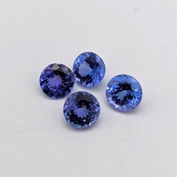 Certified Earth Mined Tanzanite Single Loose Gemstone | Round | 3.5mm 4mm 5mm 6mm 6.5mm 7mm 8mm 10mm | December Birthstone | Block D