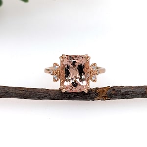 4.15cts Cor De Rosa Morganite Ring W Natural Diamond Accents in 14k Solid Gold