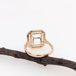 Pretty Emerald Cut Ring Setting W Natural Pink Sapphire & Diamond