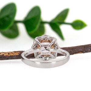 Cor De Rosa Morganite Double Diamond Halo Ring in Solid 14k White Gold | Cu 6mm