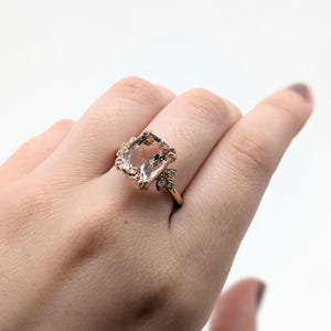 4.15cts Cor De Rosa Morganite Ring W Natural Diamond Accents in 14k Solid Gold