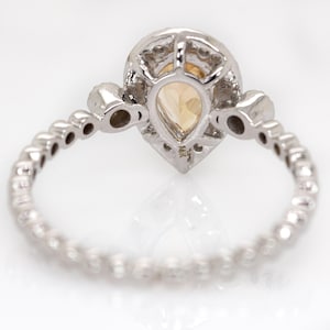 Brazilian Imperial Topaz Ring With Natural Diamond Halo in 14k Solid White Gold