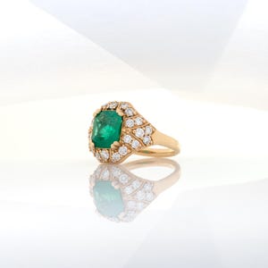 Gia Certified 2.0cts Colombian Emerald Diamond Ring in 14k Gold | Emerald Cut 9x7mm image 5