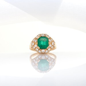 Gia Certified 2.0cts Colombian Emerald Diamond Ring in 14k Gold | Emerald Cut 9x7mm image 4