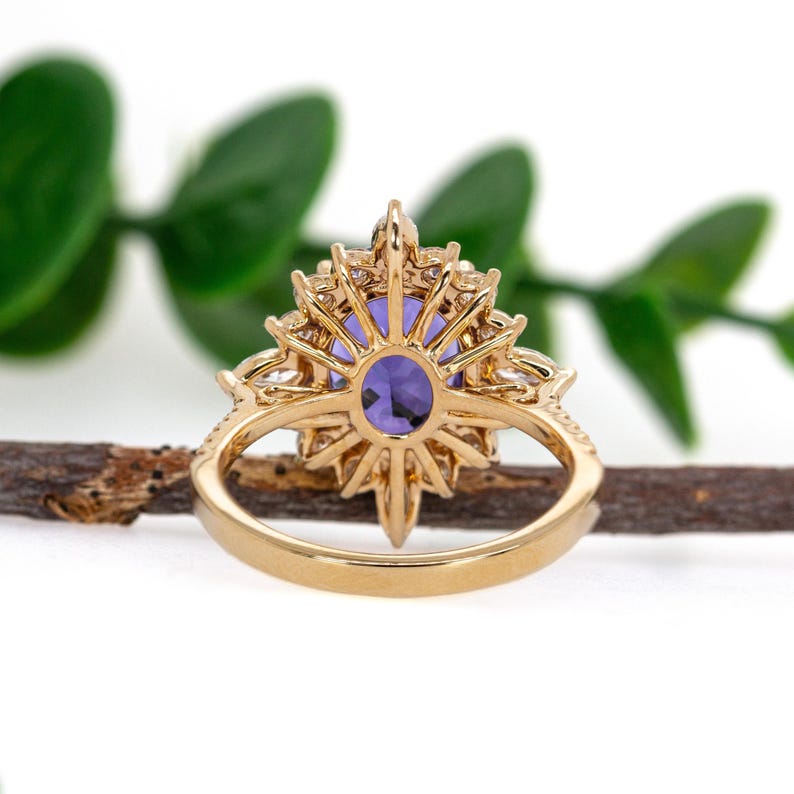 Royal Elegance - 3.7cts Tanzanite and Natural Diamonds 14k Gold Ring
