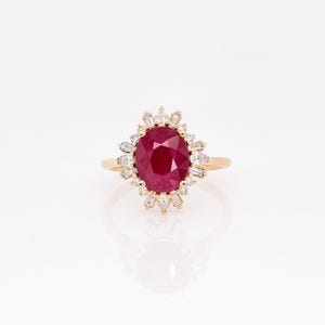 Heirloom Jewelry - 3.12cts Burma Ruby Ring w Earth Mined Diamonds in 14k Solid Gold | Oval Shaped | 10x8mm | Best For Anniversary Gift image 4