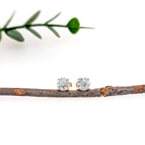 1.66cts Lab Diamond Solitaire Stud Earrings in 14k Yellow Gold | Round 6mm
