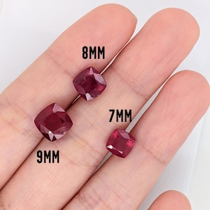 Natural Ruby Loose Gemstones | Cushion | 6mm 7mm 8mm 9mm | Pigeon Blood Red | Jewelry Setting | Fissure Filled | Certified