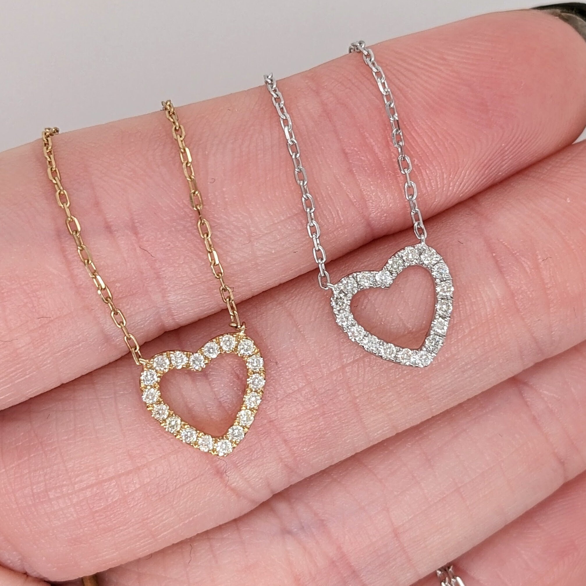 天然ダイヤモンド付き 14K ホワイト イエロー ゴールドの