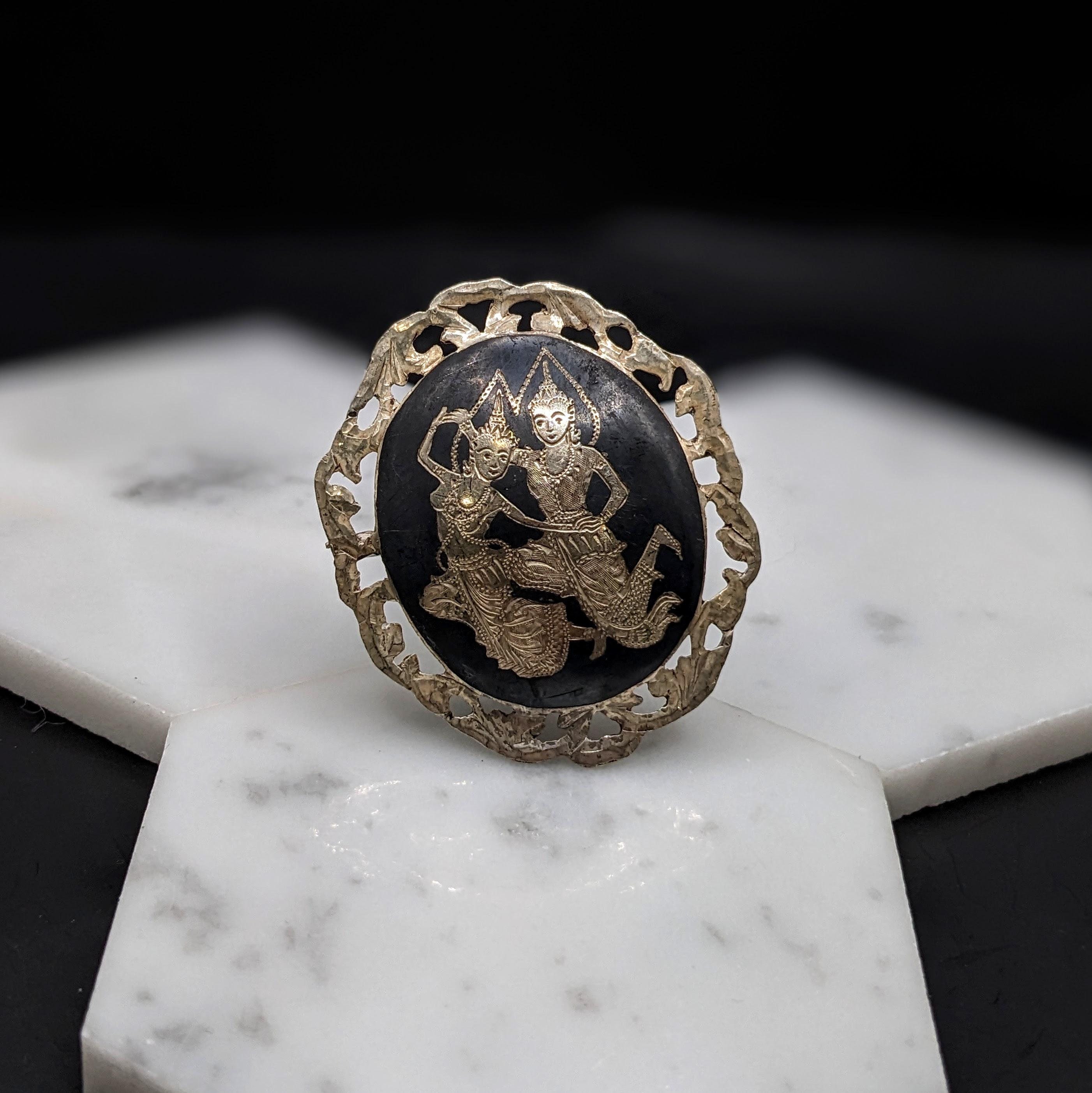 Broche épingle Ancienne En Argent Massif 925 Vermeil Forme Cœur - Créateur - Occasion France