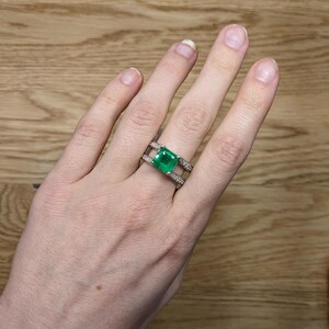 2.3cts Colombian Emerald Ring W Natural Diamonds and Blue Diamonds in 14k Gold
