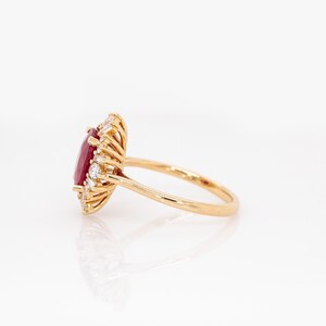 Heirloom Jewelry - 3.12cts Burma Ruby Ring w Earth Mined Diamonds in 14k Solid Gold | Oval Shaped | 10x8mm | Best For Anniversary Gift image 5