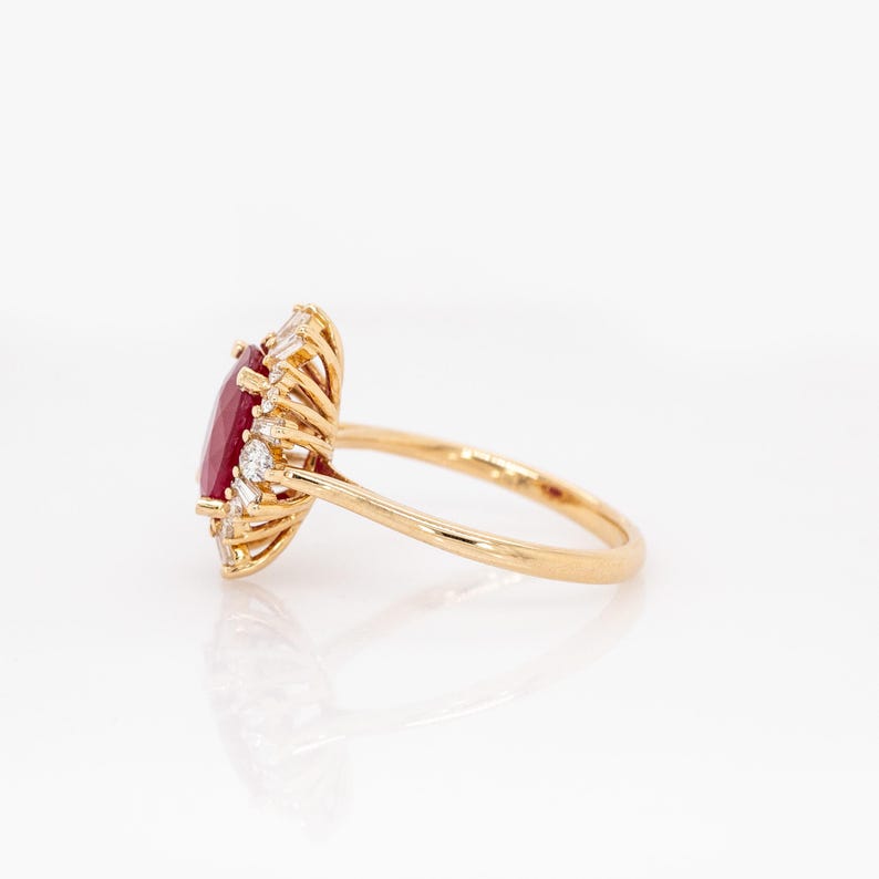 Heirloom Jewelry - 3.12cts Burma Ruby Ring w Earth Mined Diamonds in 14k Solid Gold | Oval Shaped | 10x8mm | Best For Anniversary Gift image 5