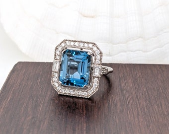 クラシックなエメラルドロンドンブルートパーズ＆ダイヤモンドCZ