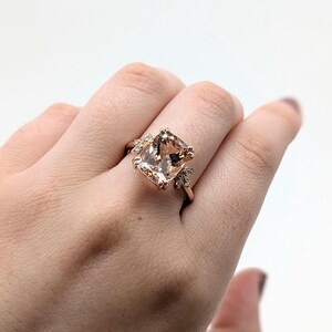 4.15cts Cor De Rosa Morganite Ring W Natural Diamond Accents in 14k Solid Gold