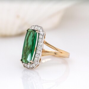 3.3ct Aaa Indicolite Tourmaline Ring W Natural Diamond Halo in 14k Solid Gold