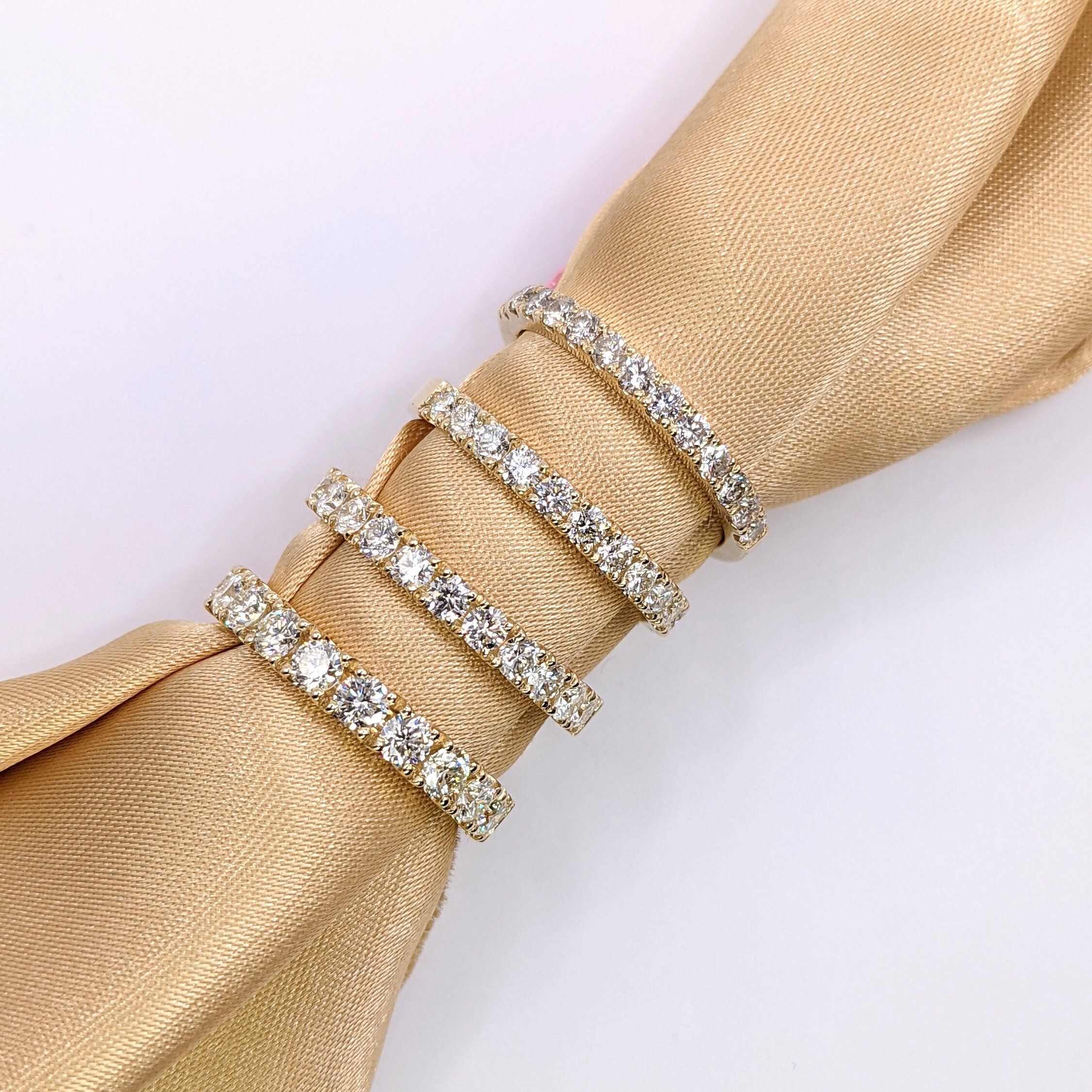 Classic Diamond Band | Natural Mined or Lab Diamonds in Solid 14k Gold | Straight Band | Stackable | Wedding | Promise Ring | Custom Sizes