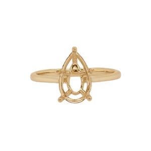 Dainty Pear Shape Ring Mount 14K Solid Gold | Pear Shape Basket | Solitaire Setting | Minimalist Jewelry | Staple Ring | Custom Jewelry