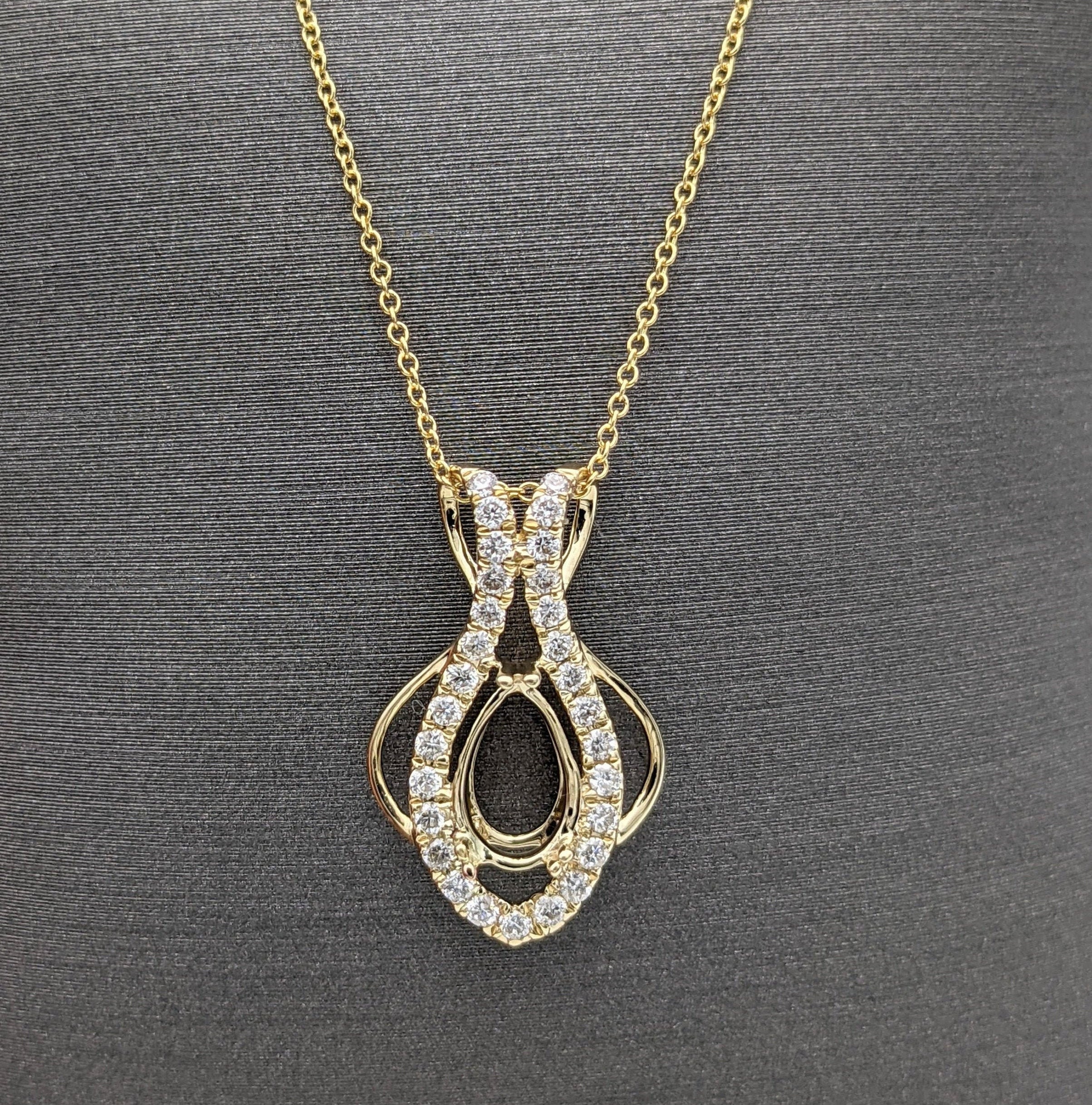 Gorgeous Pendant Semi Mount in 14k Solid White, Rose or