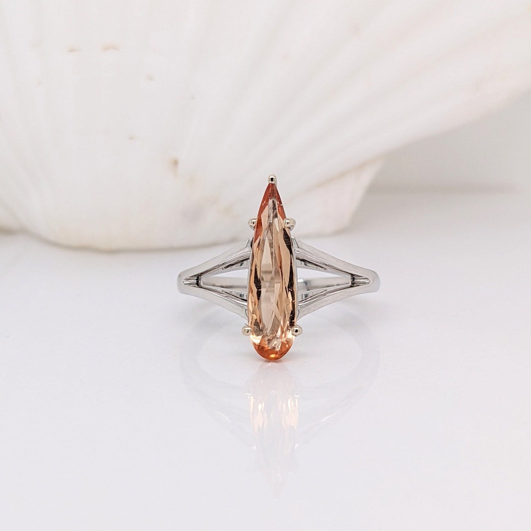 Vintage Inspired Imperial Topaz Ring in Solid 14k White Gold - Etsy