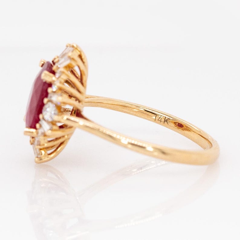 Heirloom Jewelry - 3.12cts Burma Ruby Ring w Earth Mined Diamonds in 14k Solid Gold | Oval Shaped | 10x8mm | Best For Anniversary Gift image 8