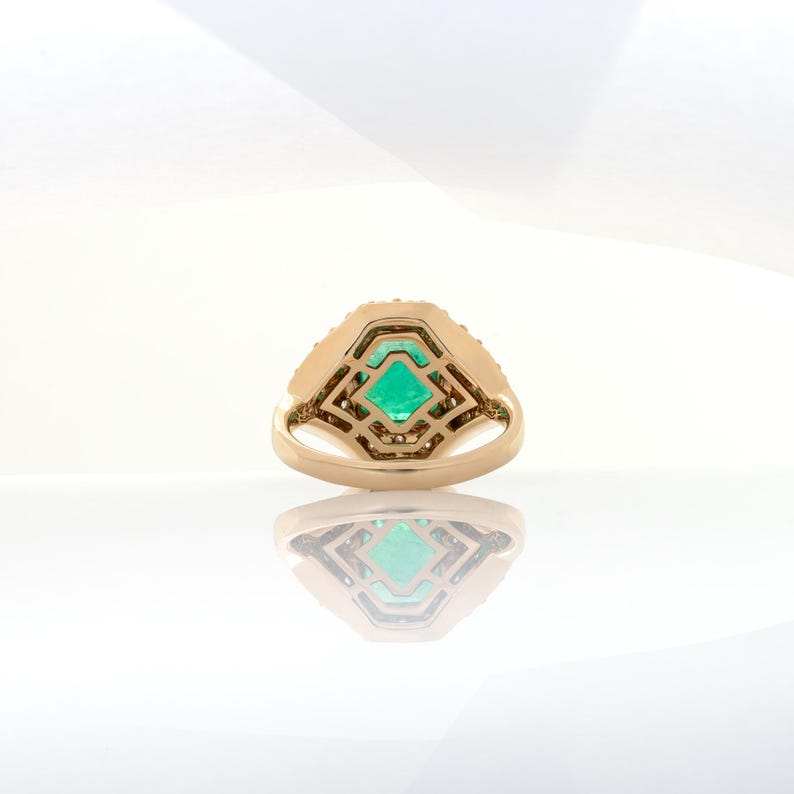 Gia Certified 2.0cts Colombian Emerald Diamond Ring in 14k Gold | Emerald Cut 9x7mm image 7