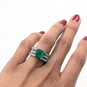 2.3cts Colombian Emerald Ring W Natural Diamonds and Blue Diamonds in 14k Gold