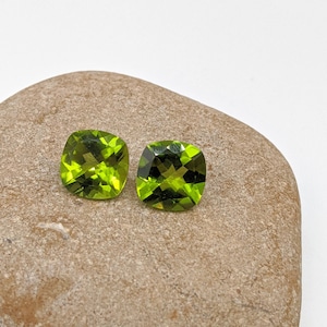 Certified Arizona Peridot Loose Gemstone | Cushion Cut 10mm | Green Gem | August birthstone | Stone Setting | Gemstone Jewelry | Natural