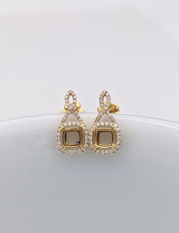 14k White Gold 5mm Cushion Gemstone and Diamond Halo Earrings 14k White Gold 5mm Cushion Gemstone and Diamond Halo Earrings