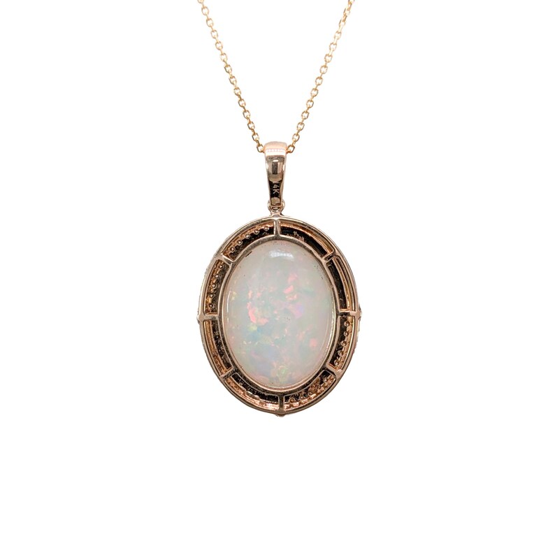 9.26 Carat Opal Pendant W Earth Mined Diamond Accents in 14k Solid Gold