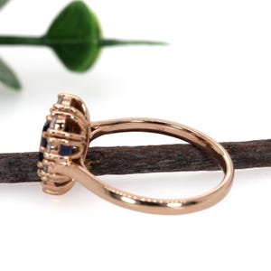 1.75ct Ceylon Sapphire Ring With Natural Diamond Halo in 14k Solid Gold | Ov 8x6