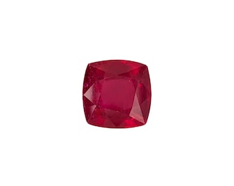 Natural Square Cushion Shape Madagascar Ruby: Loose Faceted Gemstone, Rich Saturated Red, Ideal for Fine Jewelry Design
