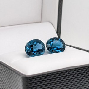 London Blue Topaz  Loose Gemstone | Oval Shape 5x3mm 6x4mm 7x5mm 8x6mm 9x7mm 10x8mm 11x9mm 12x10mm 14x10mm 16x12mm | AAA | Certified