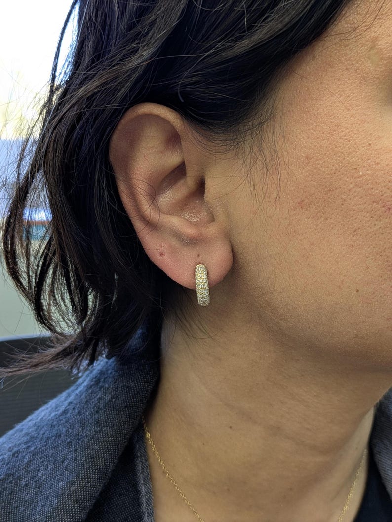 Handcrafted 14k Solid Gold Diamond Hoops – Ethically Earth-Mined Stones