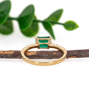 2.2cts Colombian Emerald Ring W Pave Diamond Shank in 14k Solid Gold | Em 7x5mm