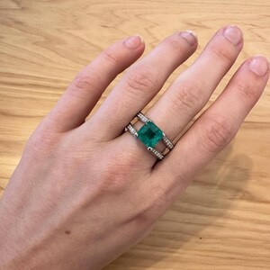 2.3cts Colombian Emerald Ring W Natural Diamonds and Blue Diamonds in 14k Gold