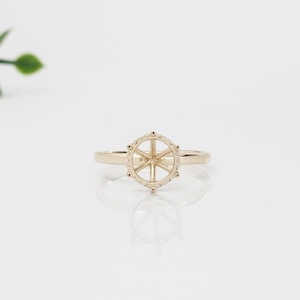 Elegant Hidden Halo Solitaire Diamond Ring Semi Mount in 14k Solid Gold | Round Shape | Stackable | Minimal | 6 Prong Setting | Custom