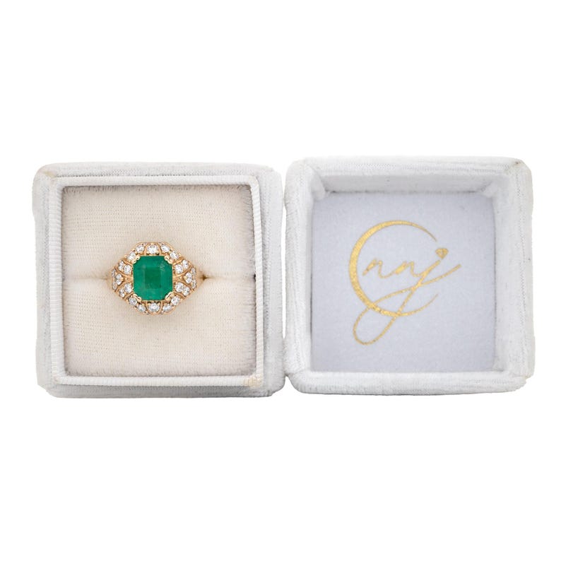 Gia Certified 2.0cts Colombian Emerald Diamond Ring in 14k Gold | Emerald Cut 9x7mm image 3
