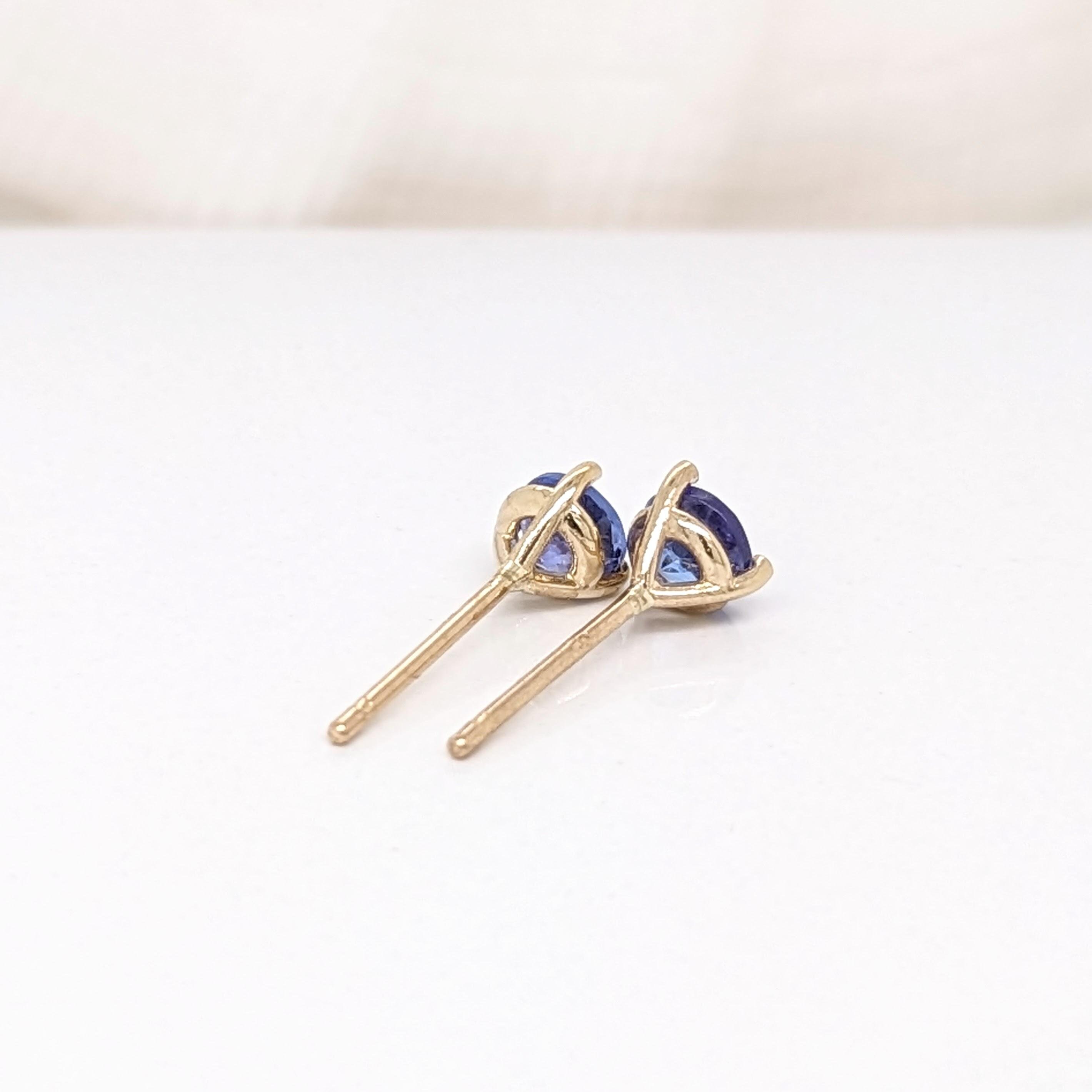 Peora Solid 14K Yellow Gold Tanzanite Stud Earrings for Women, Genui