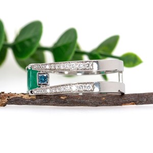 2.3cts Colombian Emerald Ring W Natural Diamonds and Blue Diamonds in 14k Gold