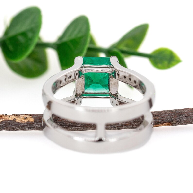 2.3cts Colombian Emerald Ring W Natural Diamonds and Blue Diamonds in 14k Gold