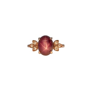 6ct Star Ruby Ring with Earth-Mined Diamond Accents in Solid 14K Rose Gold – Oval Cabochon, 10×8mm – Bold Statement Ring
