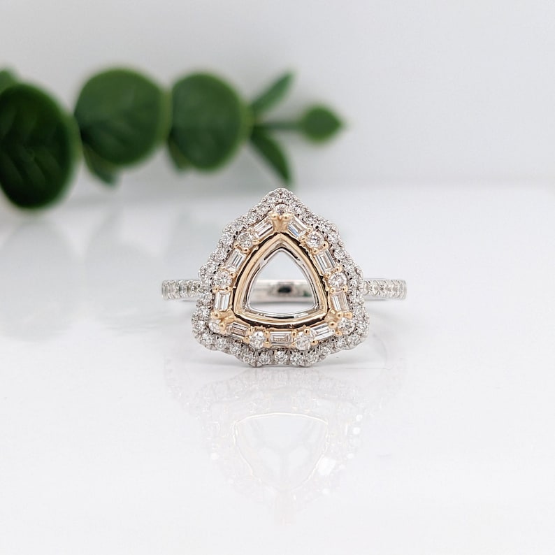 Trillian Rings Elegant Trillian Two Tone Ring Semi Mount in 14K Gold W Double Diamond ...