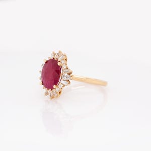 Heirloom Jewelry - 3.12cts Burma Ruby Ring w Earth Mined Diamonds in 14k Solid Gold | Oval Shaped | 10x8mm | Best For Anniversary Gift image 6