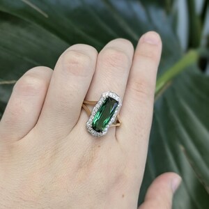 3.3ct Aaa Indicolite Tourmaline Ring W Natural Diamond Halo in 14k Solid Gold