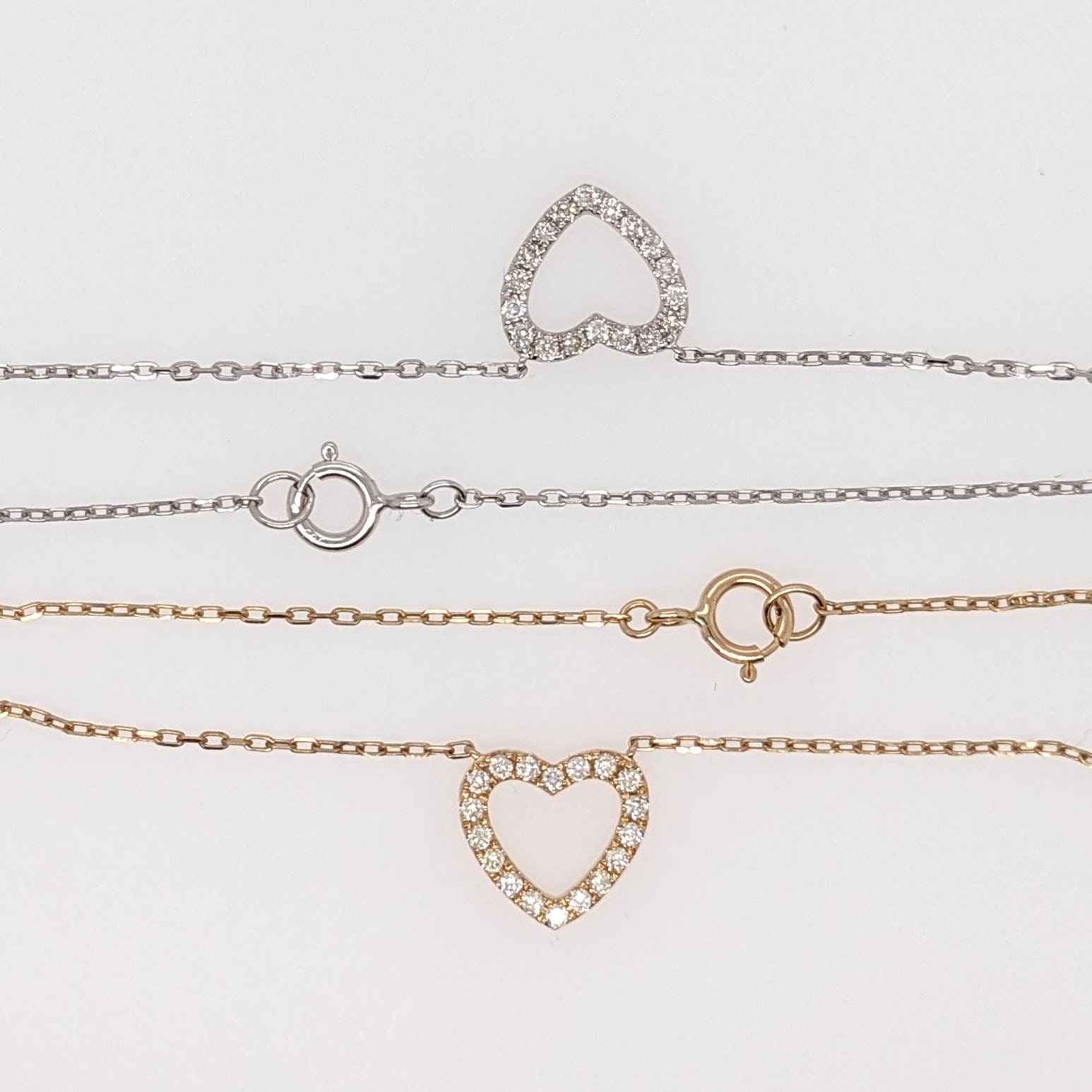 天然ダイヤモンド付き 14K ホワイト イエロー ゴールドの
