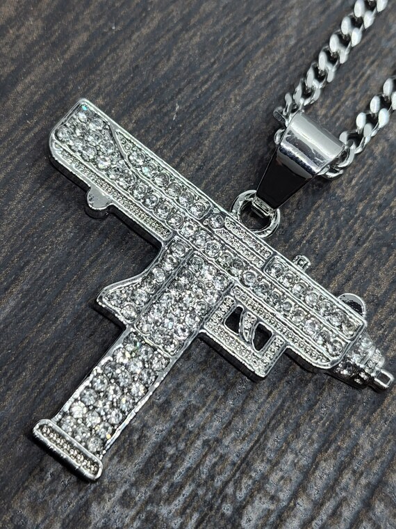 Iced out cheap uzi pendant